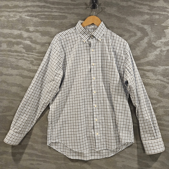 Peter Millar SZ L Button Down LOng Sleeve Preppy Shirt Button Collar Academia - Picture 2 of 9